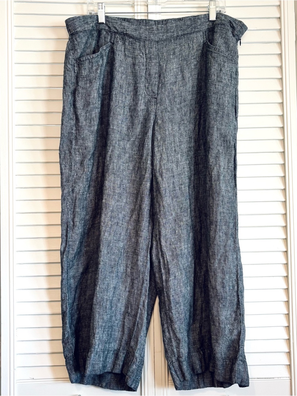 J. Jill 100% Linen Gray Wide Leg Crop Pants Size XL